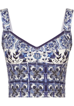 Dolce & Gabbana Majolica-print corset top - White