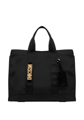 Moschino logo-plaque tote bag - Black