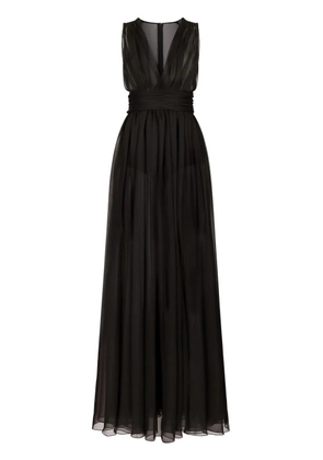Dolce & Gabbana pleated semi-sheer gown - Black