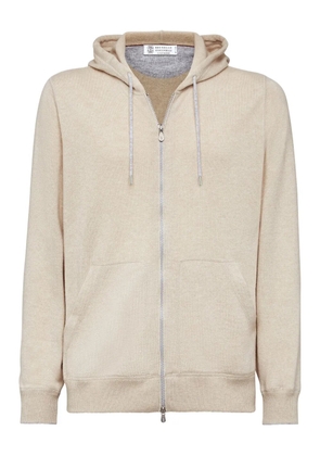 Brunello Cucinelli zip-up cashmere hoodie - Neutrals