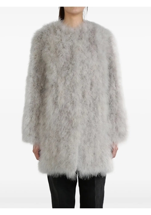 Yves Salomon feather-detailing coat - Grey