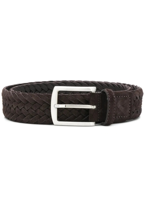 Scarosso square buckle interwoven belt - Brown