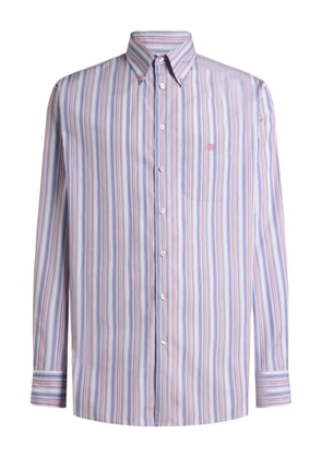ETRO striped Pegaso-embroidered shirt - Blue