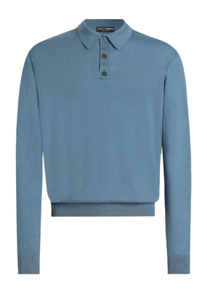 Dolce & Gabbana long-sleeve knitted polo shirt - Blue
