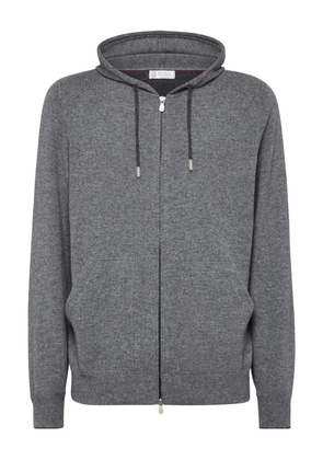 Brunello Cucinelli zip-up cashmere hoodie - Grey