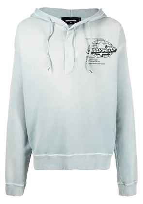 DSQUARED2 logo-print cotton hoodie - Blue