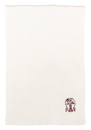 Brunello Cucinelli embroidered cashmere neck warmer - White