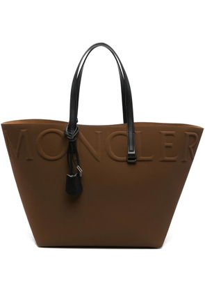 Moncler large leather tote bag - Brown
