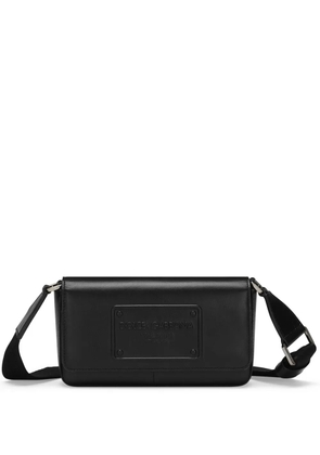 Dolce & Gabbana logo-embossed leather mini shoulder bag - Black