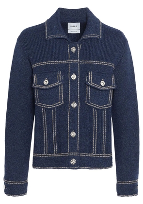 Barrie contrast-stitch knitted jacket - Blue