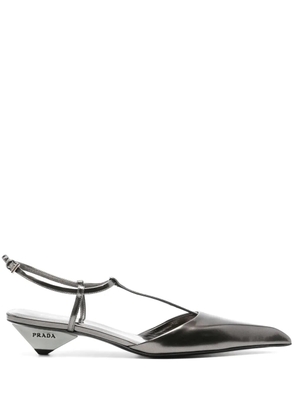 Prada 35mm metallic-finish pumps - Grey