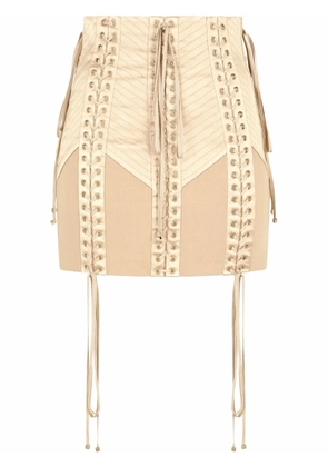 Dolce & Gabbana lace-up jersey miniskirt - Neutrals