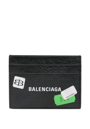 Balenciaga logo-plaque leather cardholder - Black