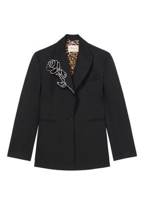 Blumarine embroidered-rose blazer - Black