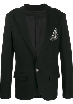 Balmain hooded logo patch blazer - Black
