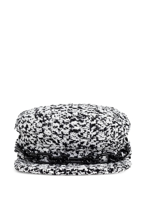Balmain chain-detail tweed beret - Grey