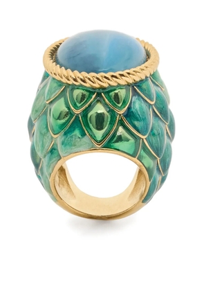 Roberto Cavalli stone-embellished scaled ring - Gold