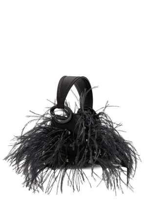 Oscar de la Renta nano O Handle ostrich-feather bag - Black