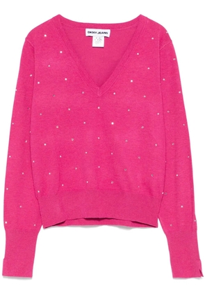 DKNY studs V-neck sweater - Pink