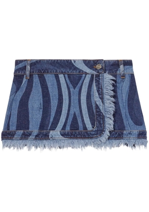 PUCCI Marmo-print denim mini skirt - Blue