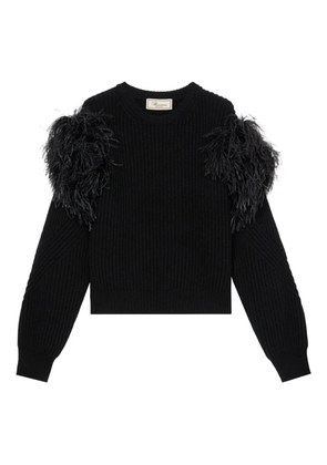 Blumarine feather-embellished knitted sweater - Black