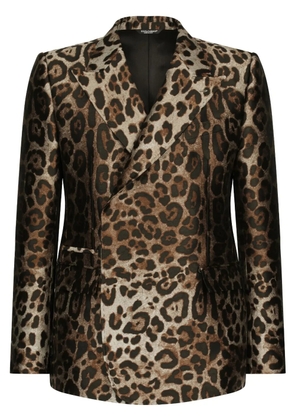 Dolce & Gabbana double-breasted leopard-print suit - Brown