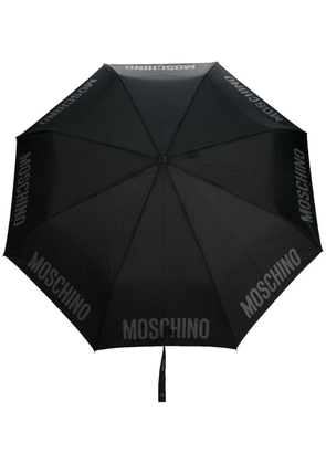 Moschino logo-print compact umbrella - Black