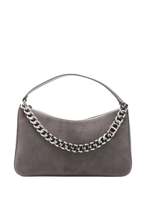 TWINSET Liliane chain-embellished suede shoulder bag - Grey