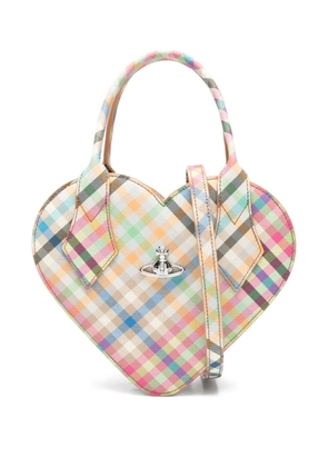Vivienne Westwood Josephine heart plaid tote bag - Neutrals