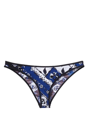 PUCCI Orchidee-print bikini briefs - Blue