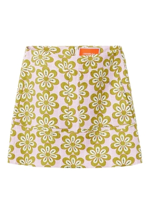 La DoubleJ floral-print cotton-blend skirt - Pink