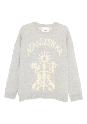 Nanushka floral-embroidered sweater - Grey