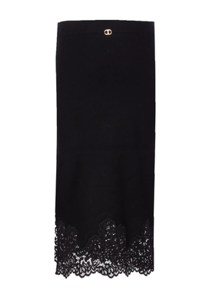 TWINSET elasticated lace-trimmed skirt - Black