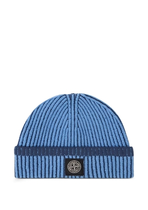Stone Island logo-detail beanie hat - Blue
