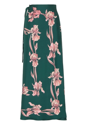 La DoubleJ floral-print sarong skirt - Green