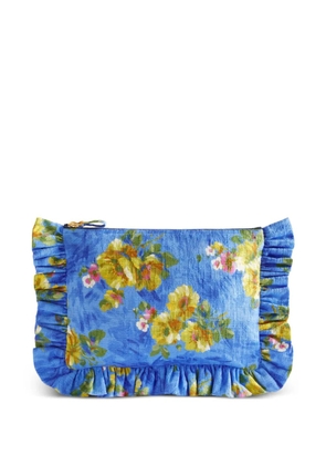 La DoubleJ floral-print ruffled clutch - Blue