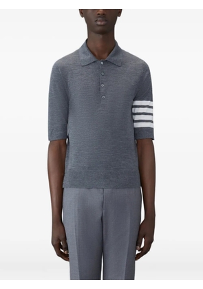 Thom Browne four-stripe short-sleeve polo shirt - Grey