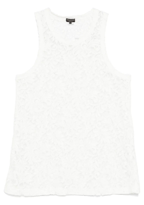 Comme des Garçons Homme Plus floral-lace tank top - White