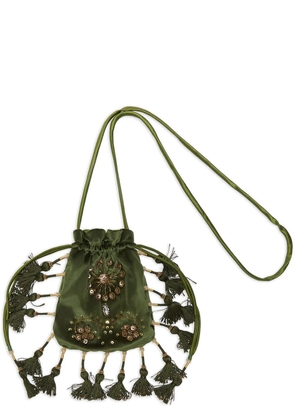 MALIPARMI embellished-tassel crossbody bag - Green