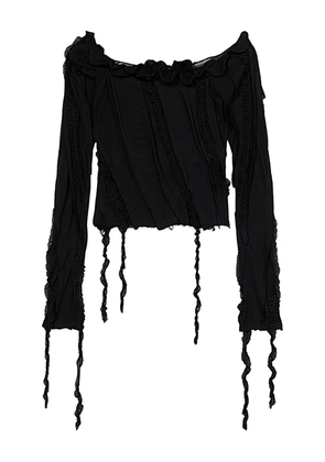Blumarine off-shoulder ruffled top - Black