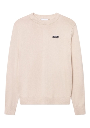 Les Deux Gary logo-patch crew-neck knitwear - Neutrals