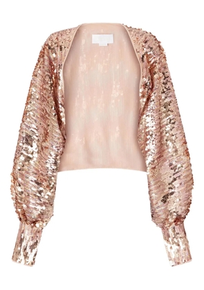 Genny sequin puff-sleeve top - Brown