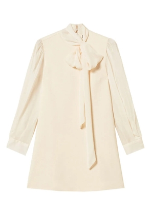 TWINSET pussy-bow sheer-sleeve mini dress - Neutrals
