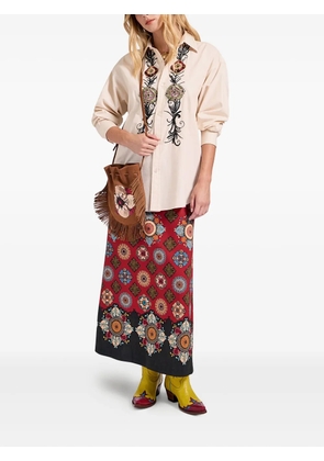 La DoubleJ fringed-trim sequin-embellished shoulder bag - Brown