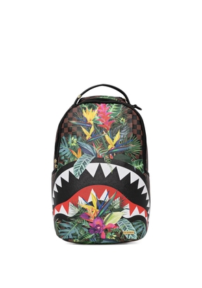 Sprayground checked-pattern floral-print backpack - Brown