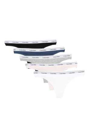 Calvin Klein logo thongs (set of five) - Black