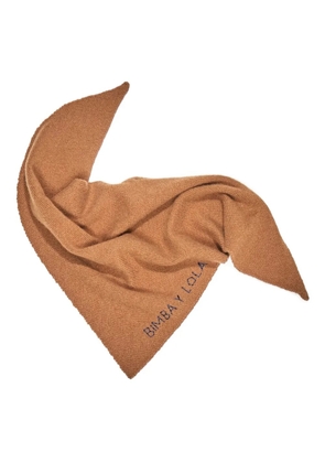 Bimba y Lola logo-detail cashmere scarf - Brown