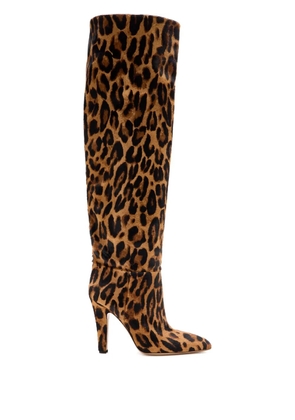 Paris Texas Elsa leopard heeled boots - Brown