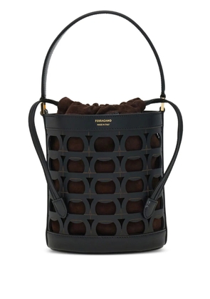 Ferragamo Gancini laser-cut bucket bag - Black