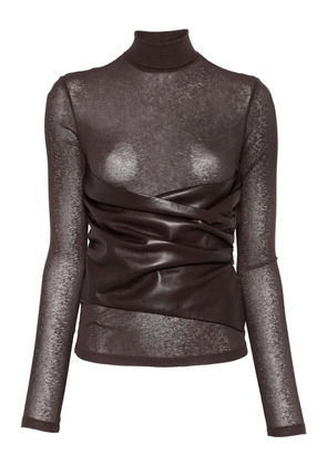 Nanushka draped-panel turtleneck top - Brown